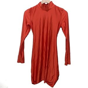 Fashion Nova red long sleeve mockneck cutout mini dress womens size large